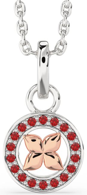Ruby White Rose Gold Butterfly Necklace