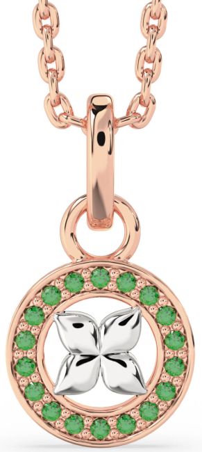 Emerald Rose Gold Silver Butterfly Necklace
