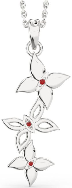 Large Ruby White Gold Butterfly Necklace