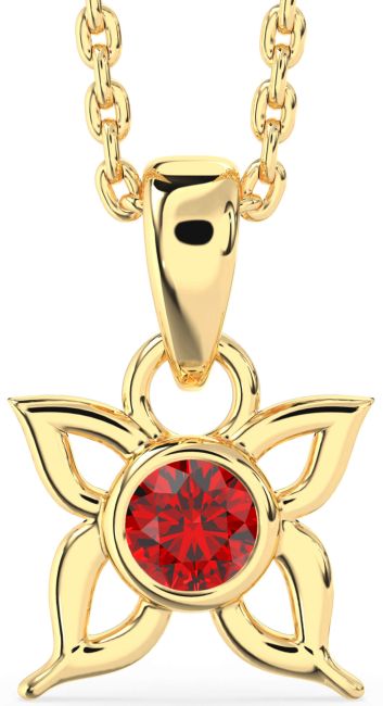 Ruby Gold Butterfly Necklace