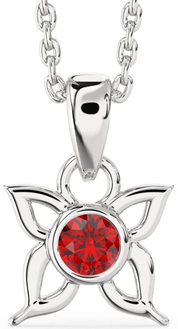 Ruby White Gold Butterfly Necklace