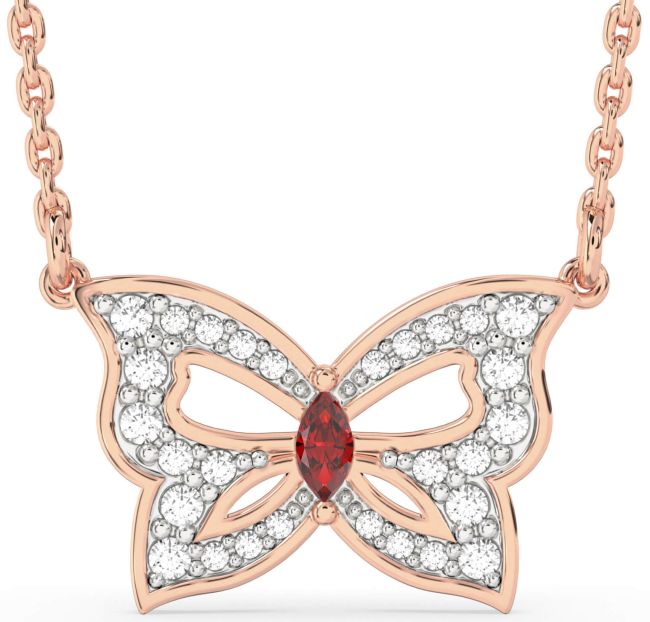 Ruby Rose Gold Butterfly Necklace