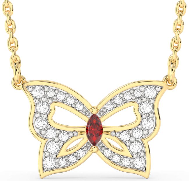 Ruby Gold Butterfly Necklace
