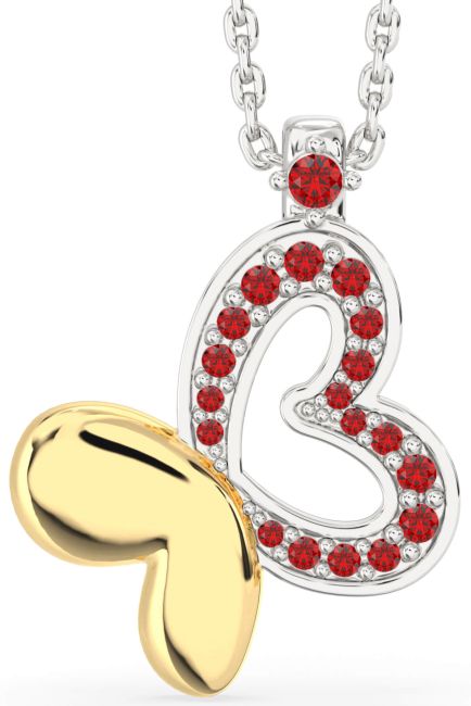 Ruby Silver & 10K gold Butterfly Necklace