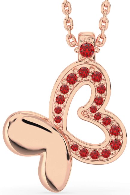 Ruby Rose Gold Butterfly Necklace