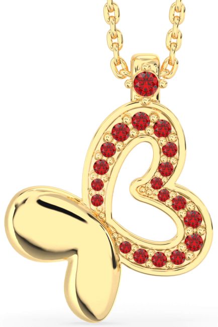 Ruby Gold Butterfly Necklace