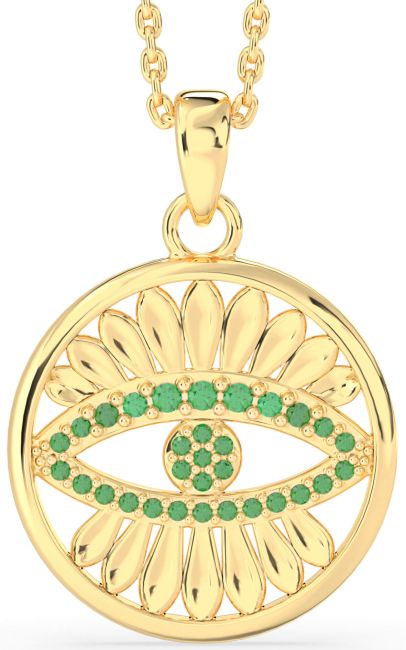 Emerald Gold Evil Eye Necklace