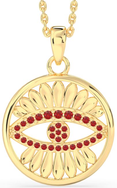 Ruby Gold Silver Evil Eye Necklace