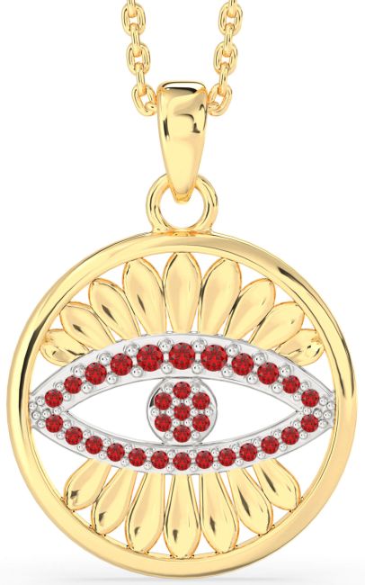 Ruby Gold Silver Evil Eye Necklace