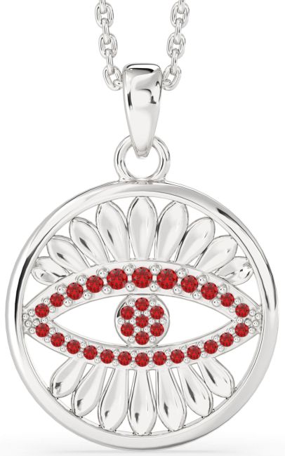 Ruby Platinum Evil Eye Necklace