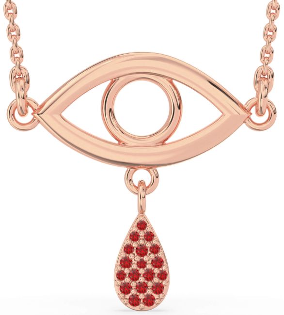 Ruby Rose Gold Evil Eye Necklace