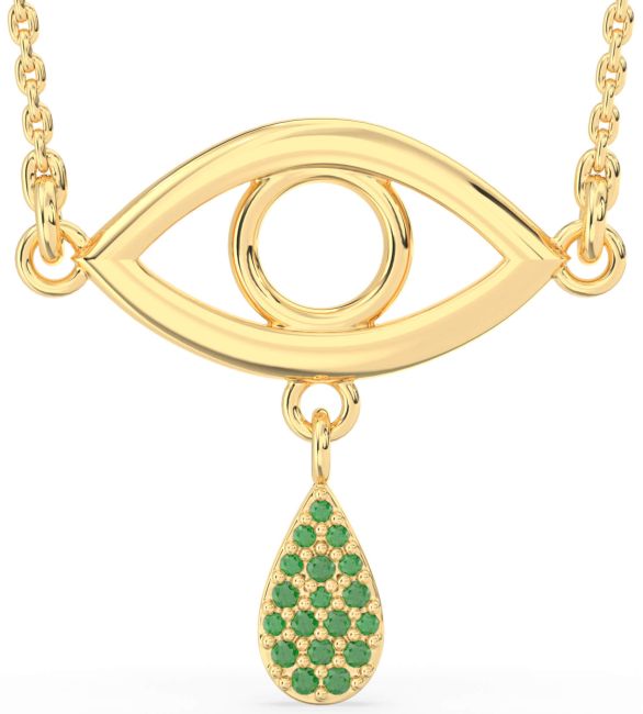 Emerald Gold Evil Eye Necklace
