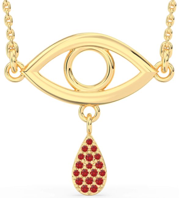 Ruby Gold Evil Eye Necklace