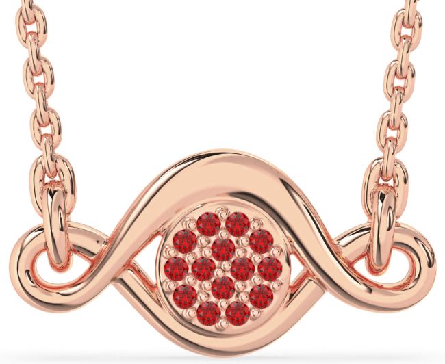 Ruby Rose Gold Infinity Evil Eye Necklace
