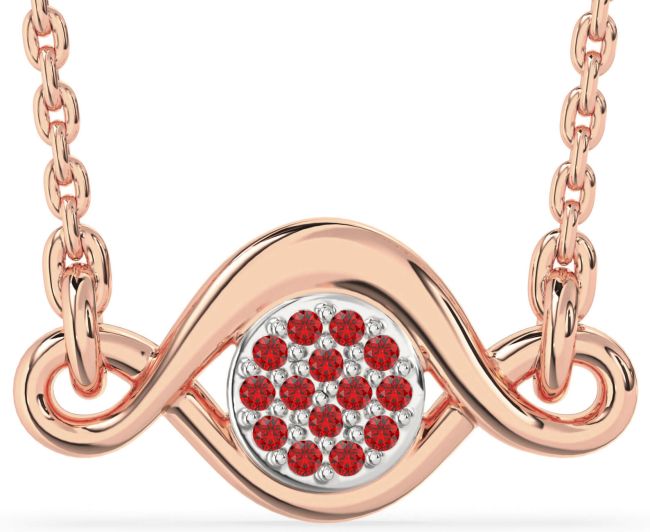 Ruby Rose Gold Silver Infinity Evil Eye Necklace