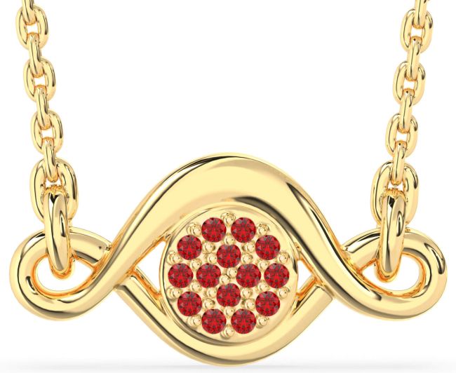 Ruby Gold Silver Infinity Evil Eye Necklace
