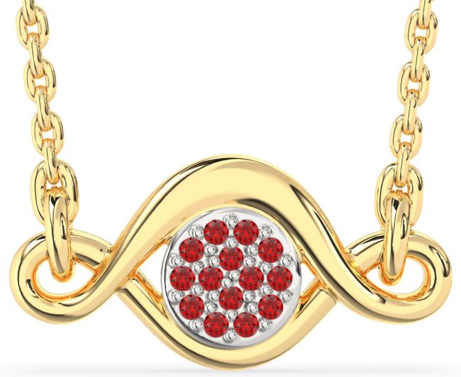 Ruby Gold Silver Infinity Evil Eye Necklace