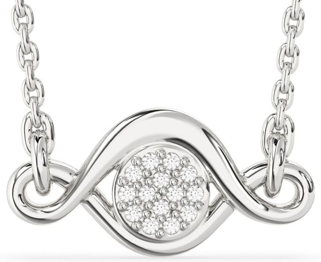 Diamond Platinum Infinity Evil Eye Necklace