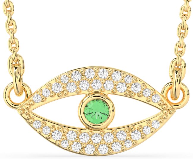 Emerald Gold Evil Eye Necklace