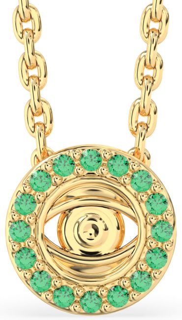 Emerald Gold Evil Eye Necklace