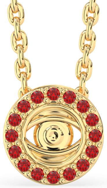 Ruby Gold Evil Eye Necklace