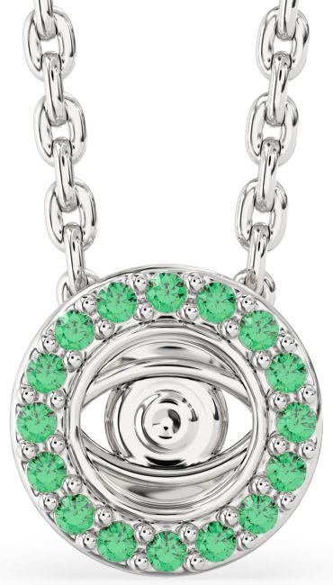 Emerald Platinum Evil Eye Necklace