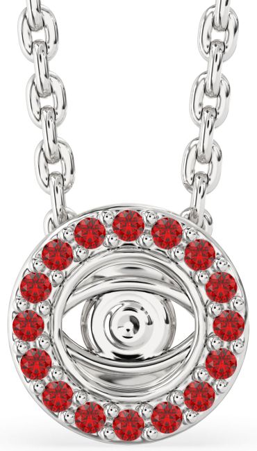 Ruby Platinum Evil Eye Necklace