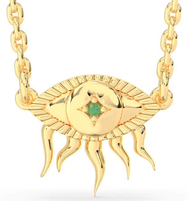 Emerald Gold Evil Eye Necklace