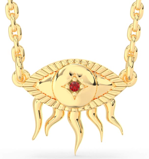 Ruby Gold Silver Evil Eye Necklace