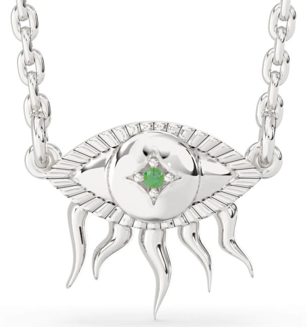 Emerald Silver Evil Eye Necklace