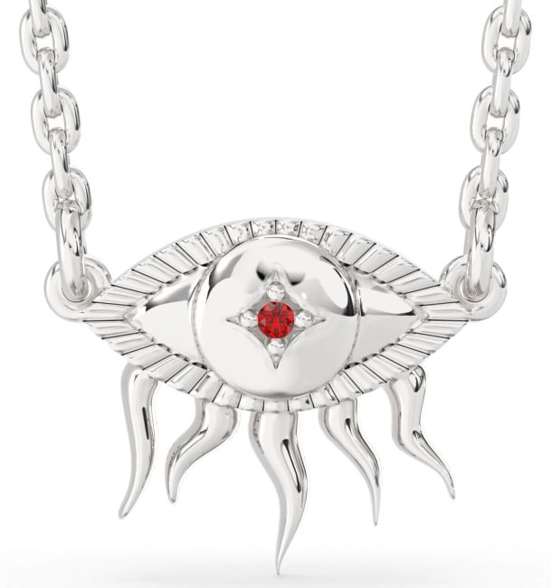Ruby Platinum Evil Eye Necklace