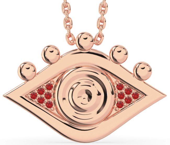 Ruby Rose Gold Silver Evil Eye Necklace