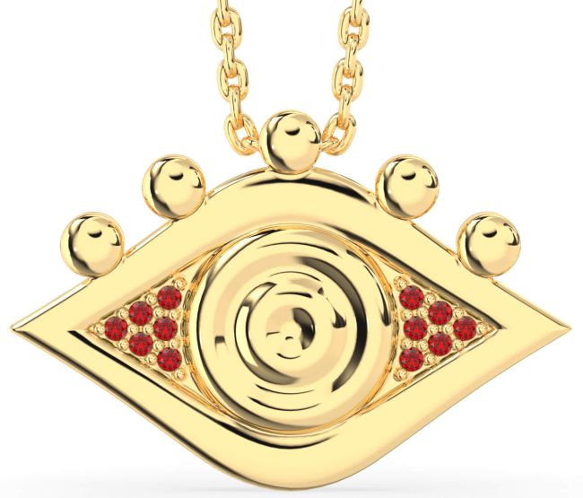 Ruby Gold Evil Eye Necklace