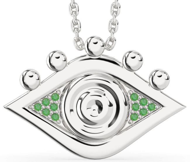 Emerald Platinum Evil Eye Necklace