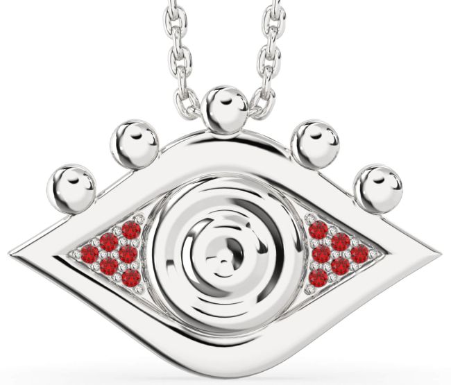 Ruby White Gold Evil Eye Necklace