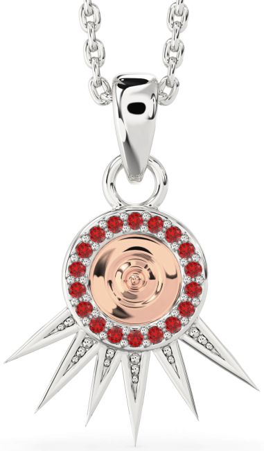 Ruby Silver & 10K Rose Gold Evil Eye Necklace
