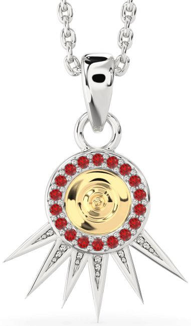 Ruby Silver & 10K gold Evil Eye Necklace