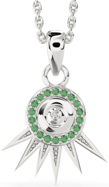 Emerald Platinum Evil Eye Necklace