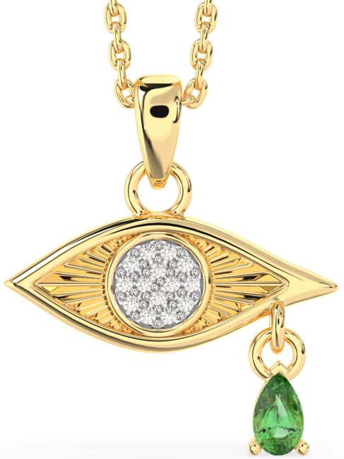 Emerald Gold Evil Eye Necklace