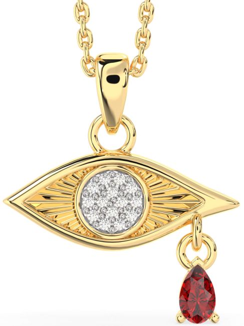 Ruby Gold Evil Eye Necklace