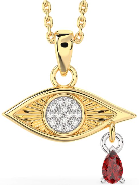 Ruby Gold Silver Evil Eye Necklace