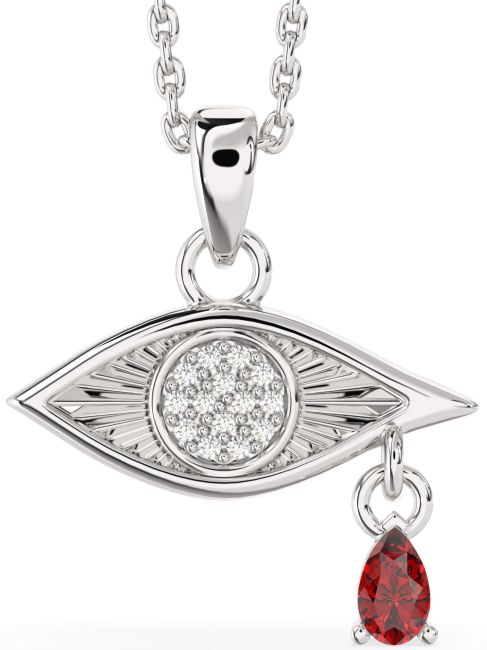Ruby White Gold Evil Eye Necklace