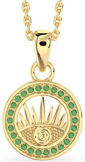 Emerald Gold Evil Eye Necklace