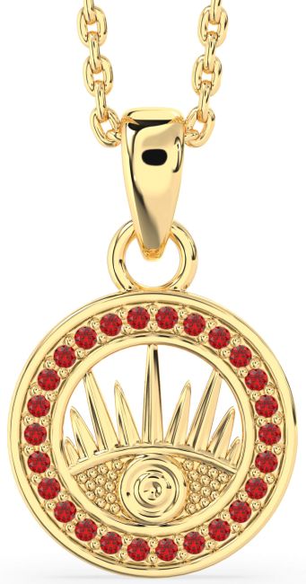 Ruby Gold Evil Eye Necklace