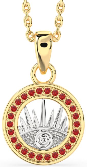 Ruby Gold Silver Evil Eye Necklace