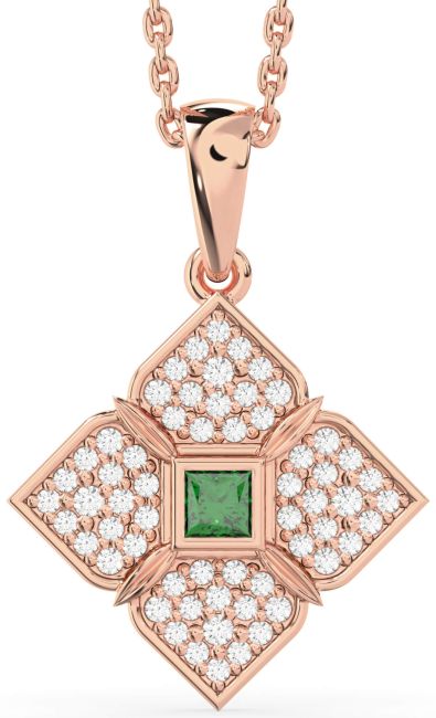 Emerald Rose Gold Flower Necklace