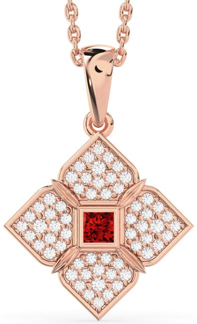Ruby Rose Gold Flower Necklace
