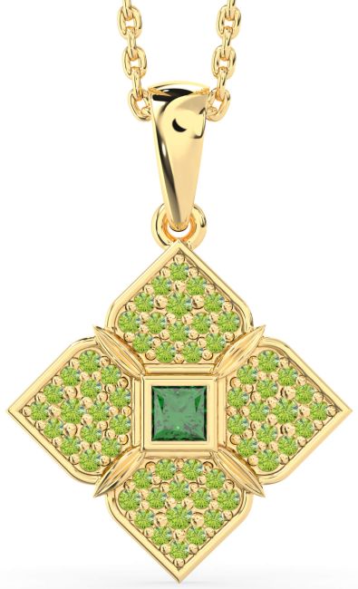 Emerald & Peridot Gold Flower Necklace