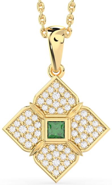 Emerald Gold Flower Necklace