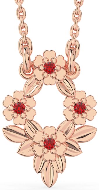 Ruby Rose Gold Flower Necklace